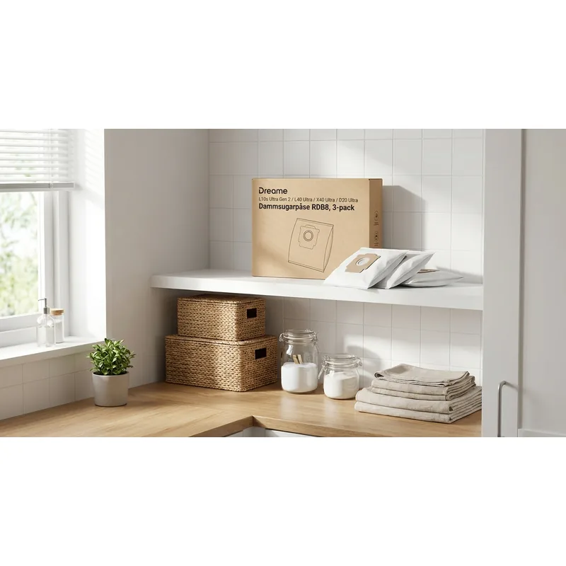 DREAME Dreame L10s Ultra Gen 2/L40 Ultra/X40 Ultra/D20 Ultra Dammsugarpåse RDB8, 3-pack — Miljöbild