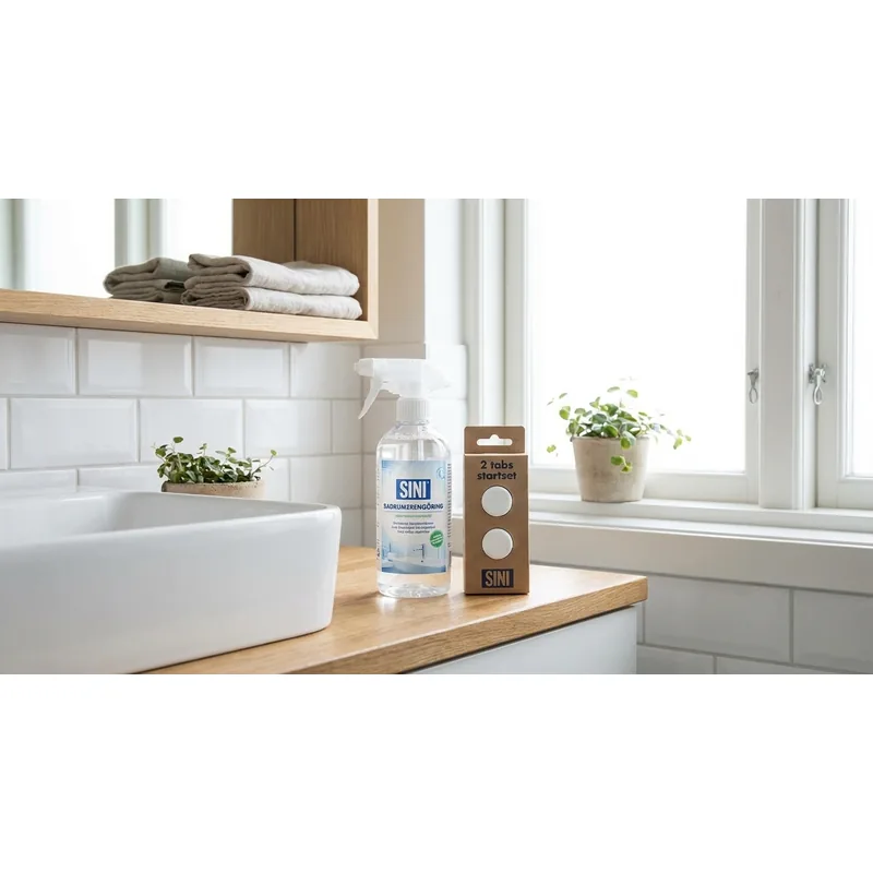 SINI Sini badrumsrengöring sprayflaska och 2 tabs, startset — Miljöbild