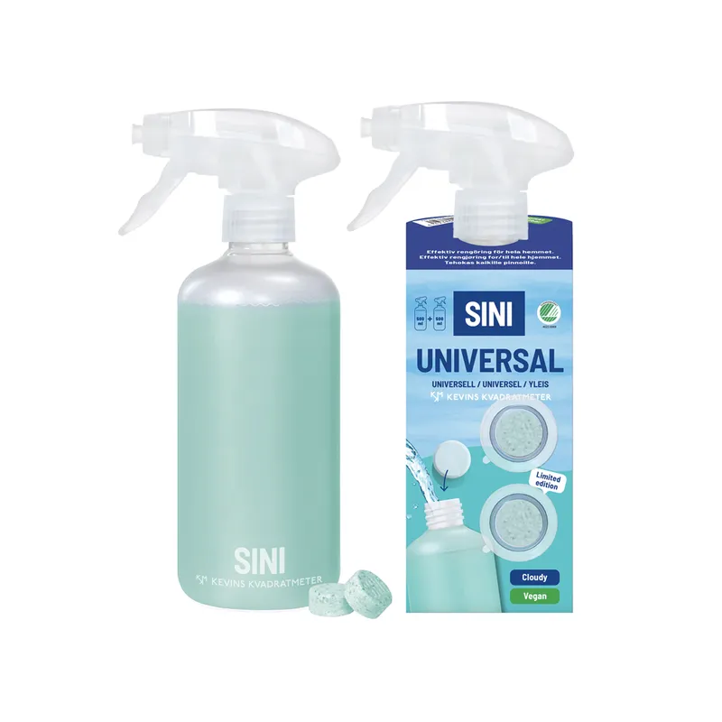 Sini Kevins Kvadratmeter allrengöring sprayflaska startset, 2 tabs
