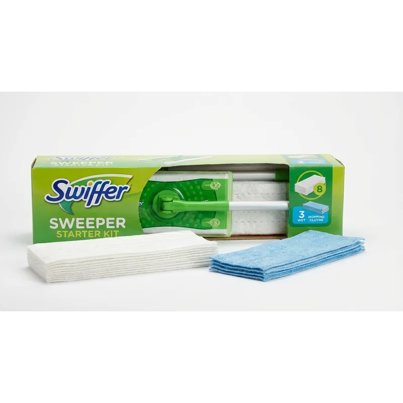 Swiffer Sweeper Startkit med mopp, 8 torra och 3 våta dukar