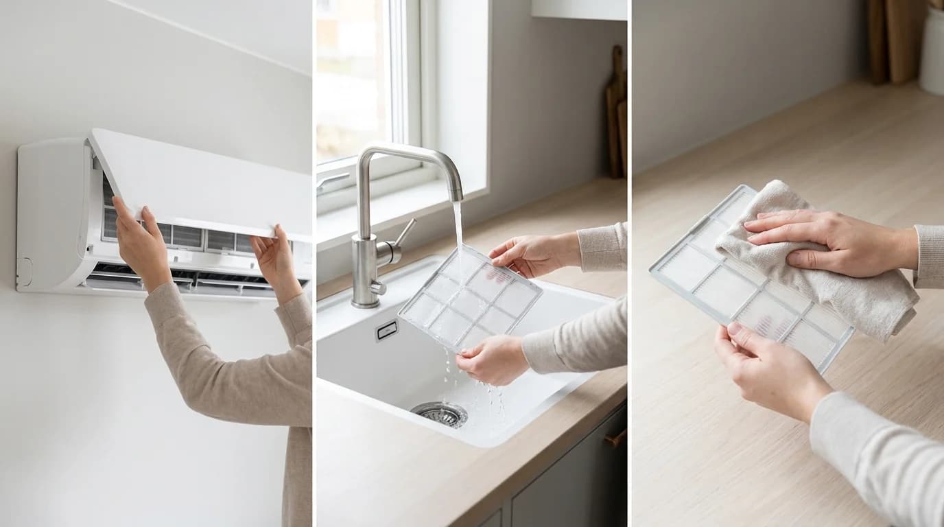 Rengöra luftvärmepumpens filter — 10 minuter som sänker elräkningen