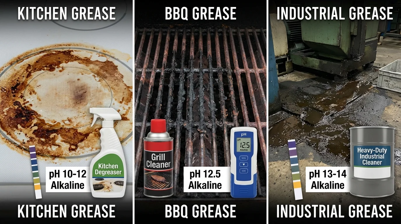 Olika typer av fett kräver olika pH-värden för effektiv rengöring