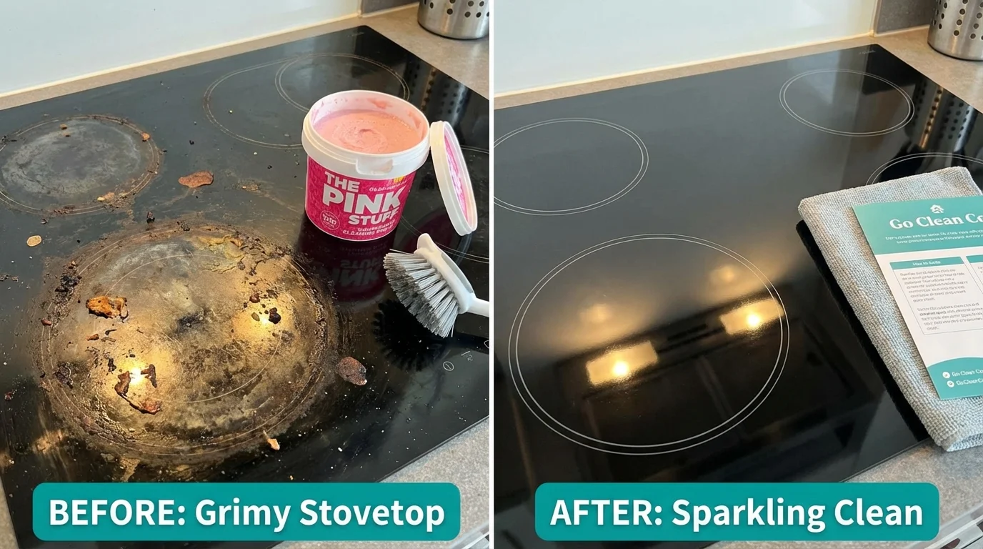 Go Clean Co städteknik med The Pink Stuff visar dramatisk skillnad före och efter