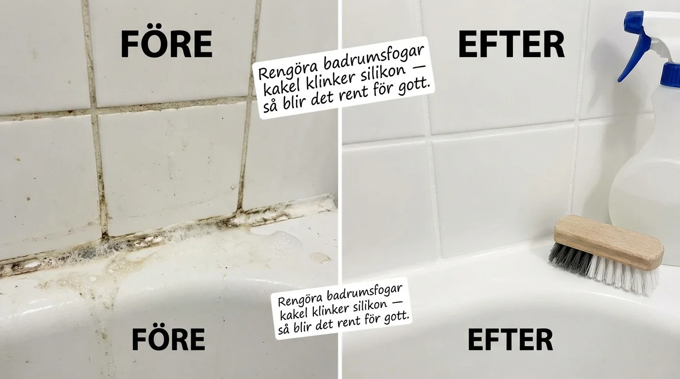 Före och efter — Rengöra badrumsfogar kakel klinker silikon — så blir det rent för gott