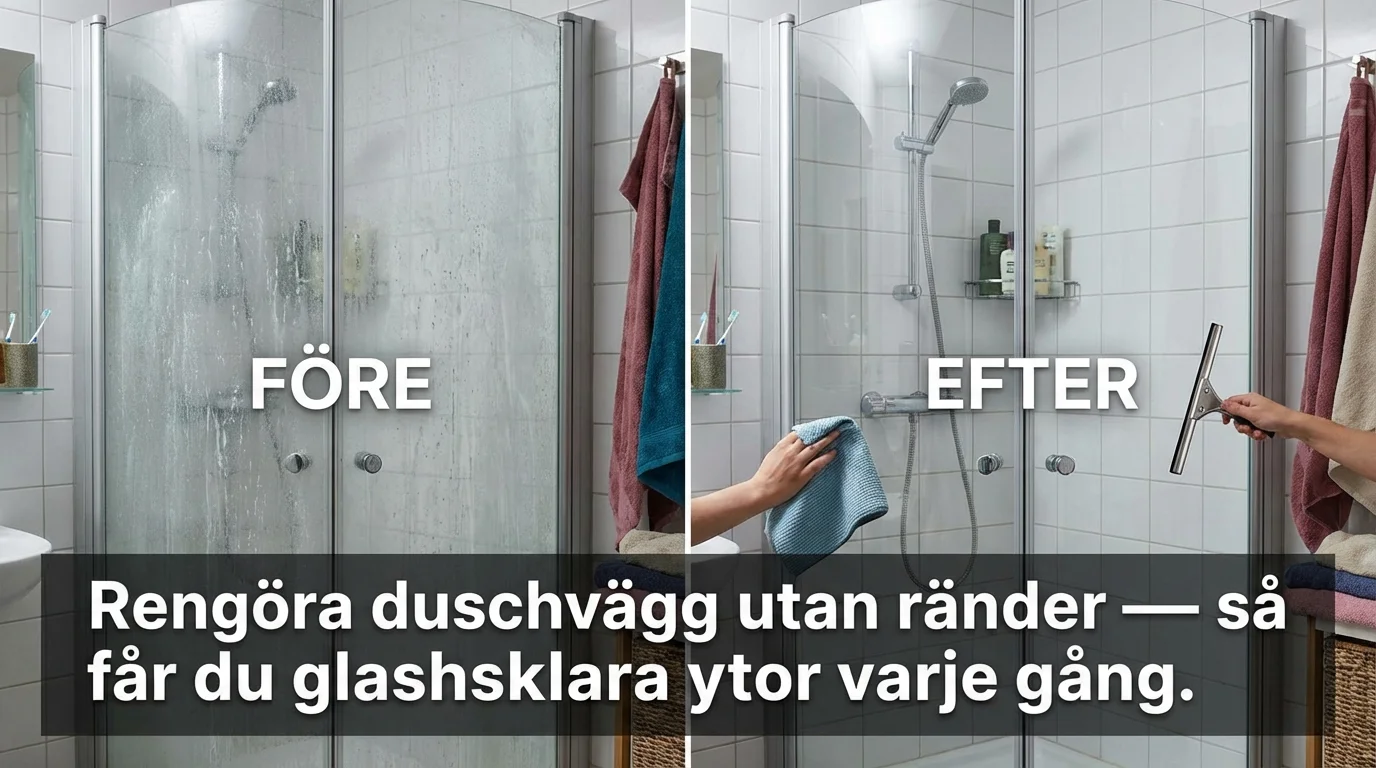 Före och efter — Rengöra duschvägg utan ränder — så får du glasklara ytor varje gång