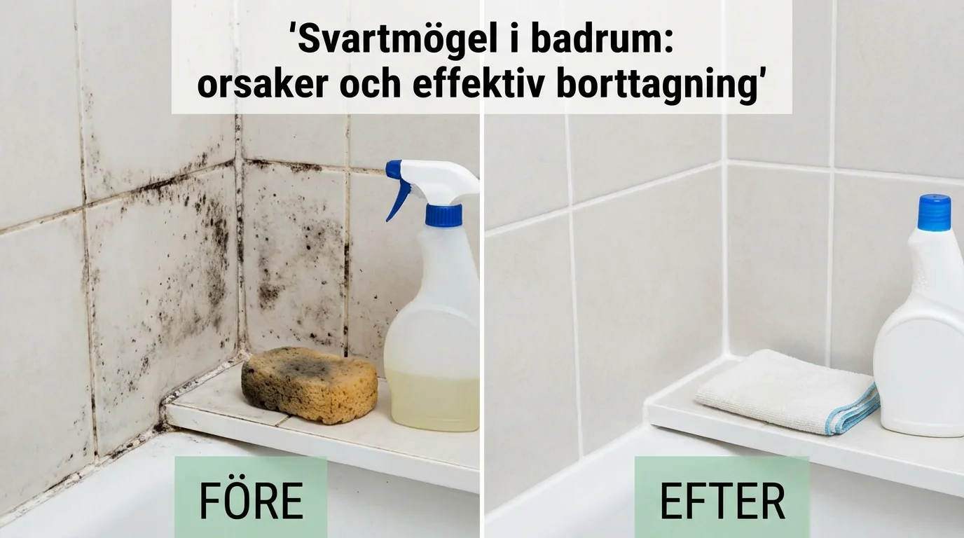 Före och efter — Svartmögel i badrum: orsaker och effektiv borttagning